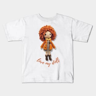 Handmade Wool Doll, Cozy and Cute - design 6 Kids T-Shirt